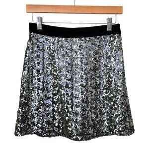 MILLY sequin party mini‎ skirt silver black size 2